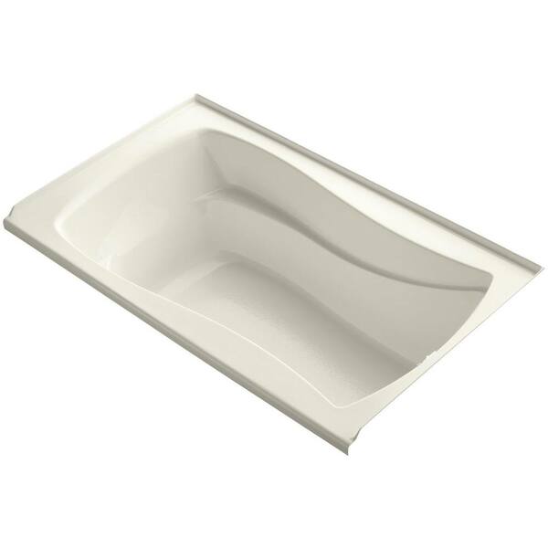 KOHLER Mariposa 60 in. Rectangular Drop-in Right Drain Soaking Bathtub in Biscuit with Bask Heated Surface