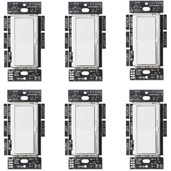 Lutron Diva LED+ Dimmer Switch for Dimmable LED Bulbs, 150-Watt/Single-Pole or 3-Way, White (DVCL-153PR-6-WH) (6-Pack)