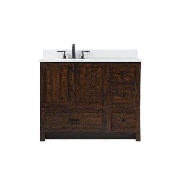 Unbranded Simply Living 42 in. W x 19 in. D x 34 in. H Bath Vanity in Expresso with Ivory White Engineered Marble Top