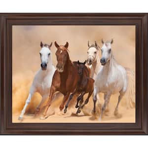 "Horses In Dust" By Loya_Ya Framed Print Animal Wall Art 28 in. x 34 in.