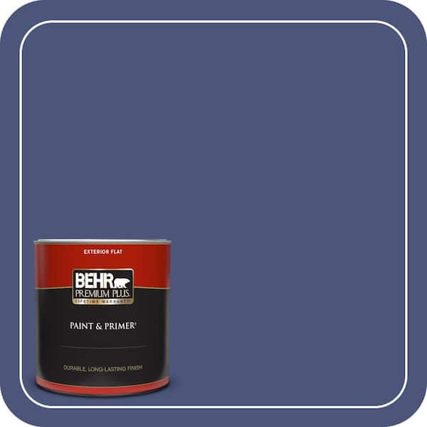 BEHR PREMIUM PLUS 1 qt. #620D-7 Deep Indigo Flat Exterior Paint & Primer