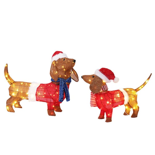 2PCS 28 in. Lighted Dachshund Dogs Christmas Decoration