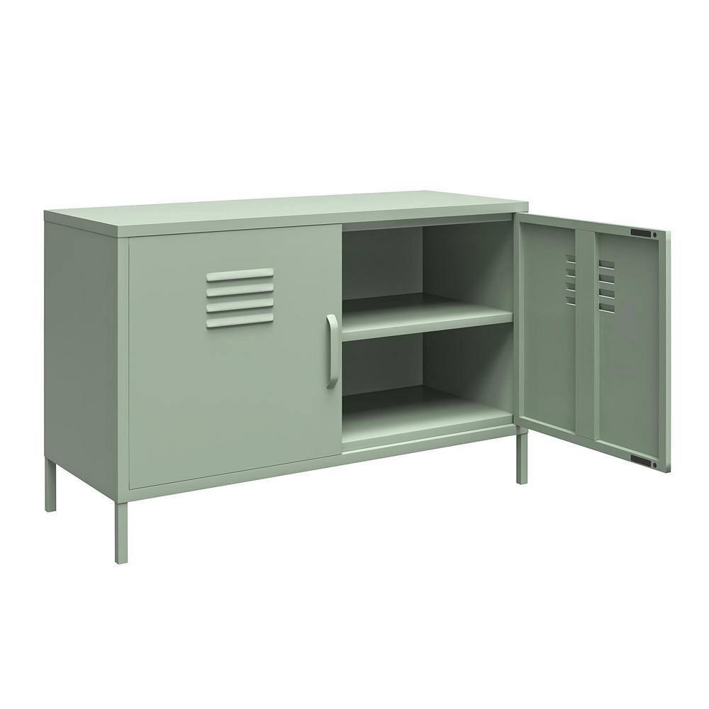 Pale Green Metal Lockable Office Storage Cabinet with 2 Shelves