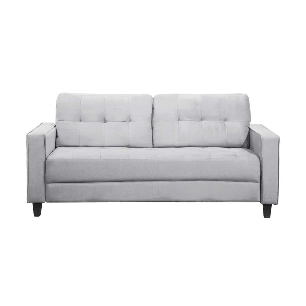 Spaco 76.38 in. Wide Light Grey Square Arms Velvet Straight Modern  Comfortable Sofa 3-Seat Sofa in Gray MB-WF199226AAF - The Home Depot