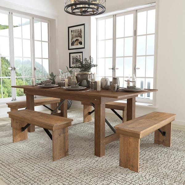 5-Piece Antique Rustic Farm Table Set