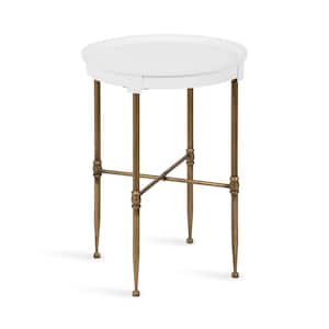 Valdi 18 in. W. White Round Traditional MDF End Table