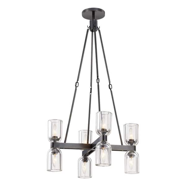 ALORA Lucian 22 in. 8 Light 60-Watt Clear Crystal/Urban Bronze Chandelier