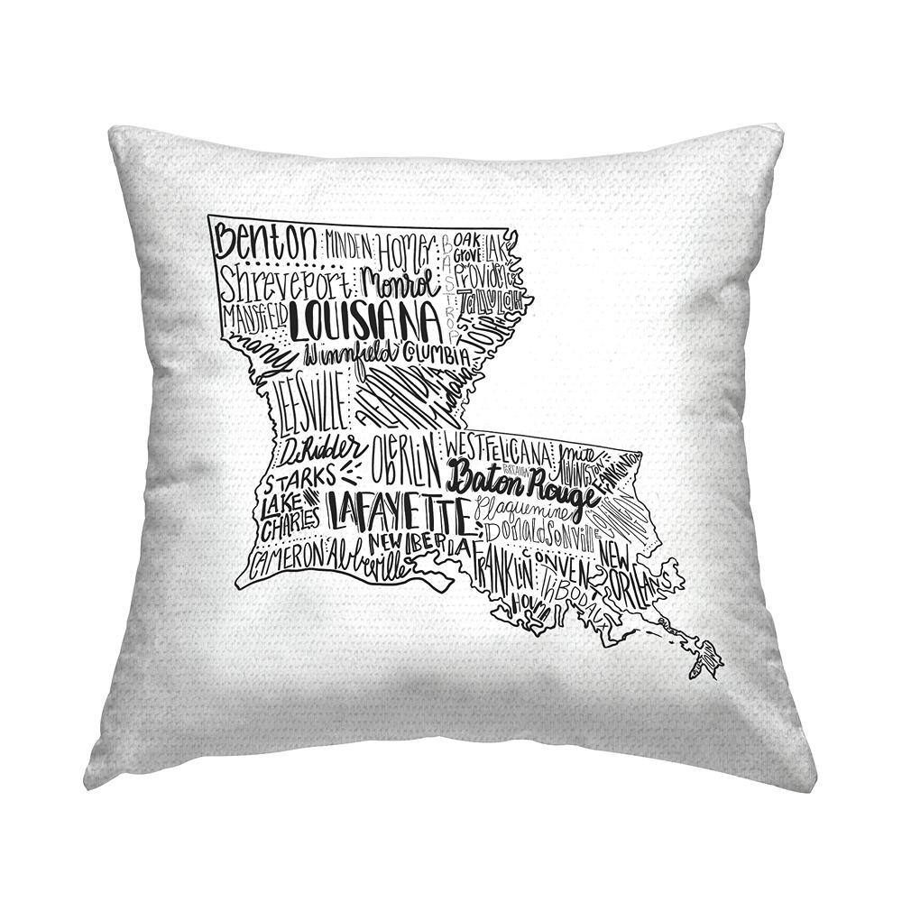 Louisiana State Shape City Typography Map Black Square Outdoor Throw Pillow price history on PriceWatchPro