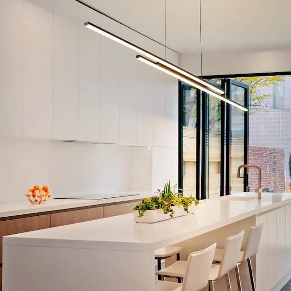 Sam 2-Light Matte Black Dimmable LED Linear Kitchen Island Pendant Light