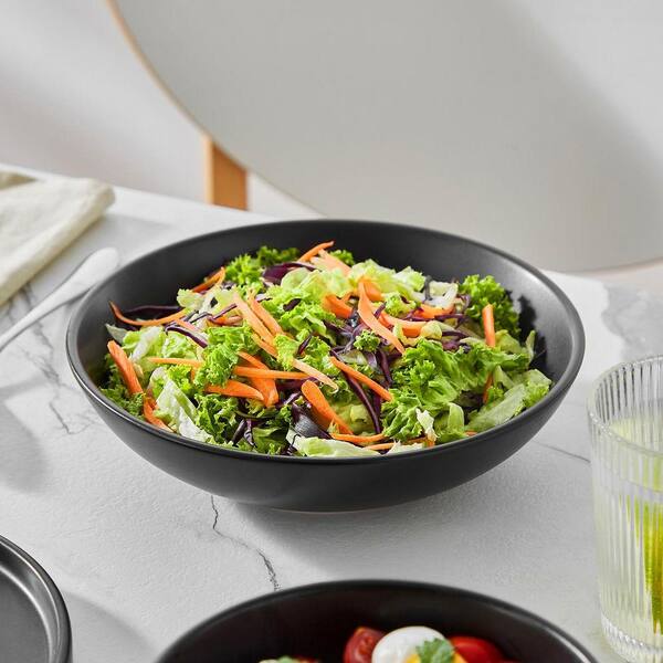 vancasso 24-Piece Matte Black Stoneware Dinnerware Set Service for