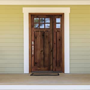 56 in. x 96 in. Craftsman Alder 2 Panel Right-Hand 6 Lite Clear Glass DS Red Mahogany Wood Prehung Front Door/Sidelite