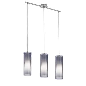 Pinto Nero 38.50 in. W x 47.75 in. H 3-Light Matte Nickel Pendant Light with Frosted Glass Shades