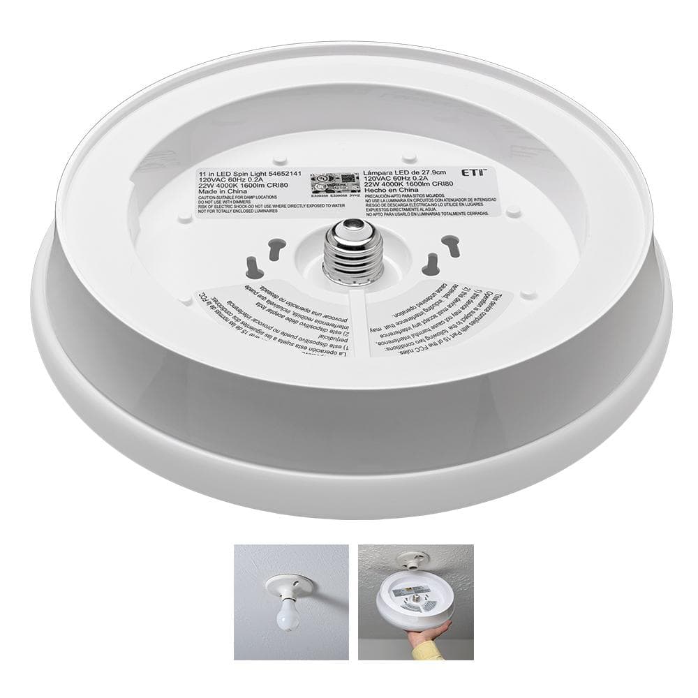 Spin Light 11 in. 1600 Lumens LED Flush Mount Garage Closet Laundry Light 22-Watts 4000K Bright White (8-Pack) price history on PriceWatchPro