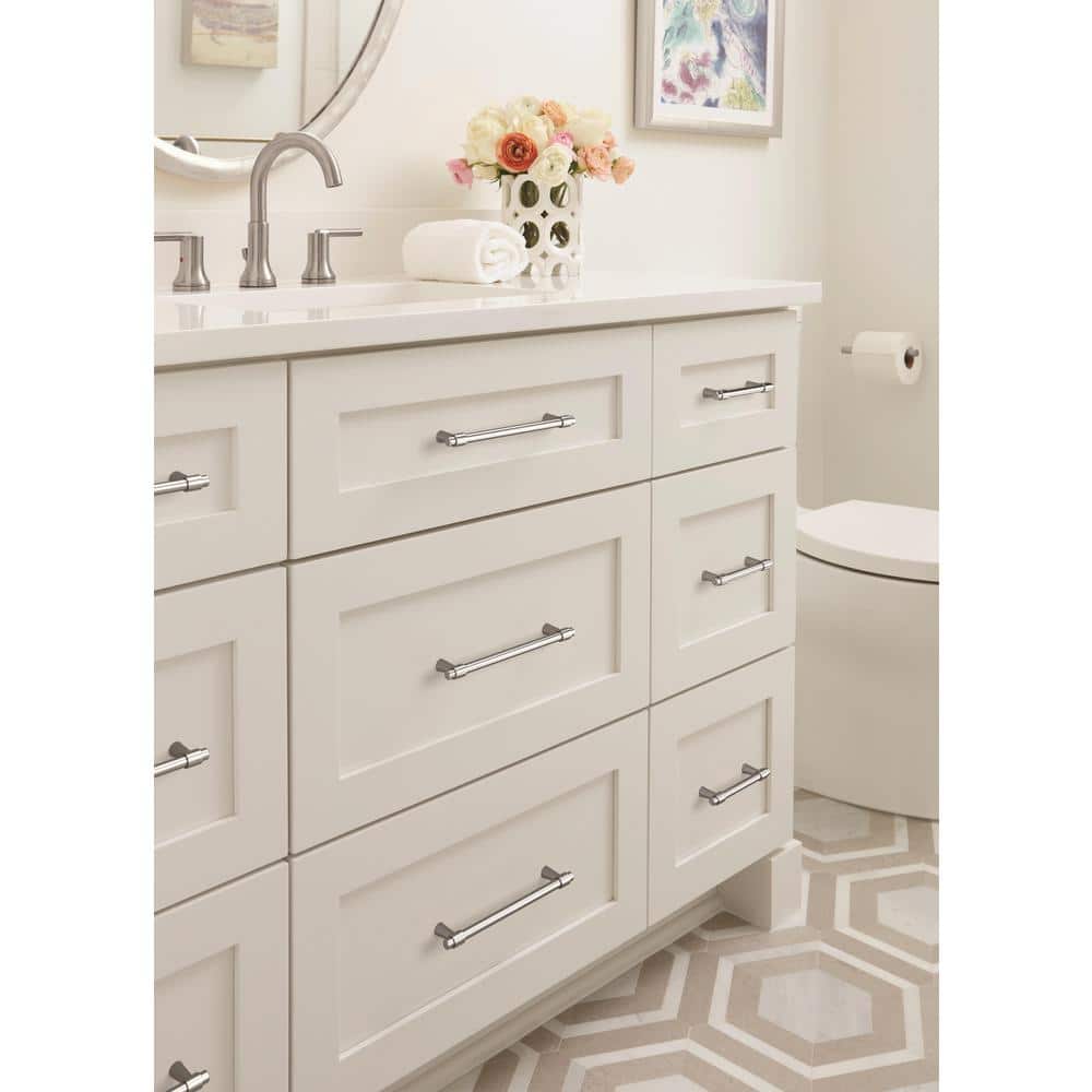 Polished Chrome Modern Cabinet Drawer Pull Bar with Mounting Hardware