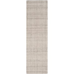 Abstract Light Gray 2 ft. x 16 ft. Striped Runner Rug