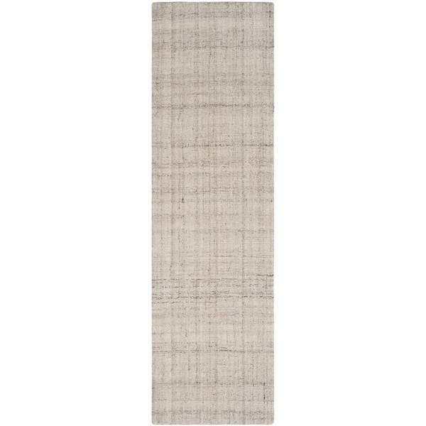 SAFAVIEH Abstract Light Gray 2 ft. x 20 ft. Striped Runner Rug ABT141E ...