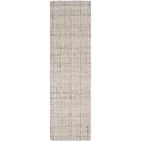 Abstract Light Gray 2 ft. x 22 ft. Striped Runner Rug