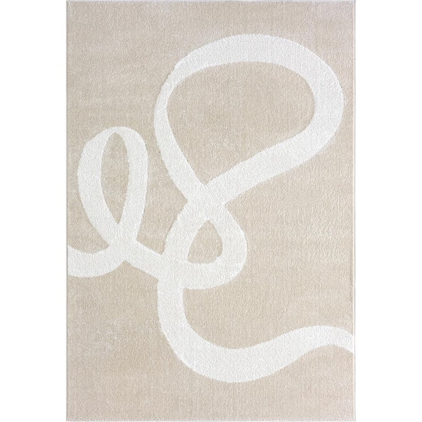 Abani Deco Beige 5 ft. 3 in. x 7 ft. 6 in. Modern Polypropylene Area Rug