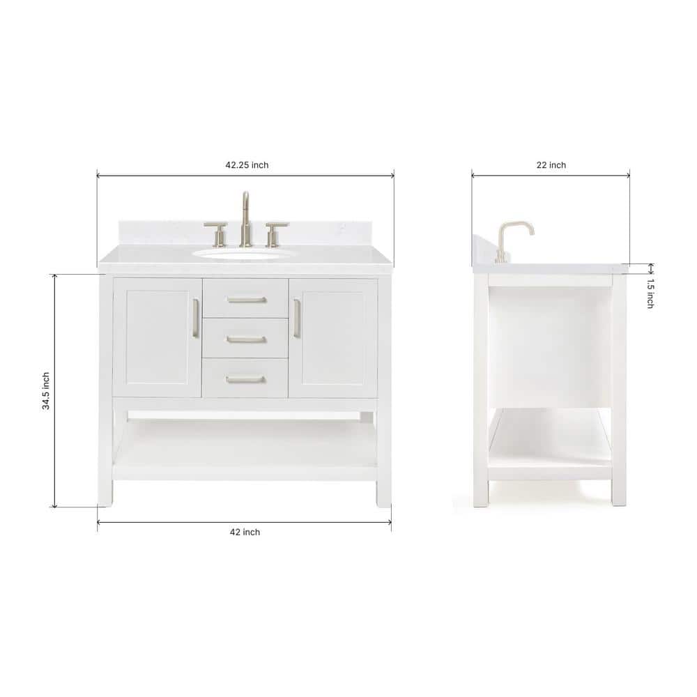 Bayhill 42'' White Quartz Single Basin Vanity Set
