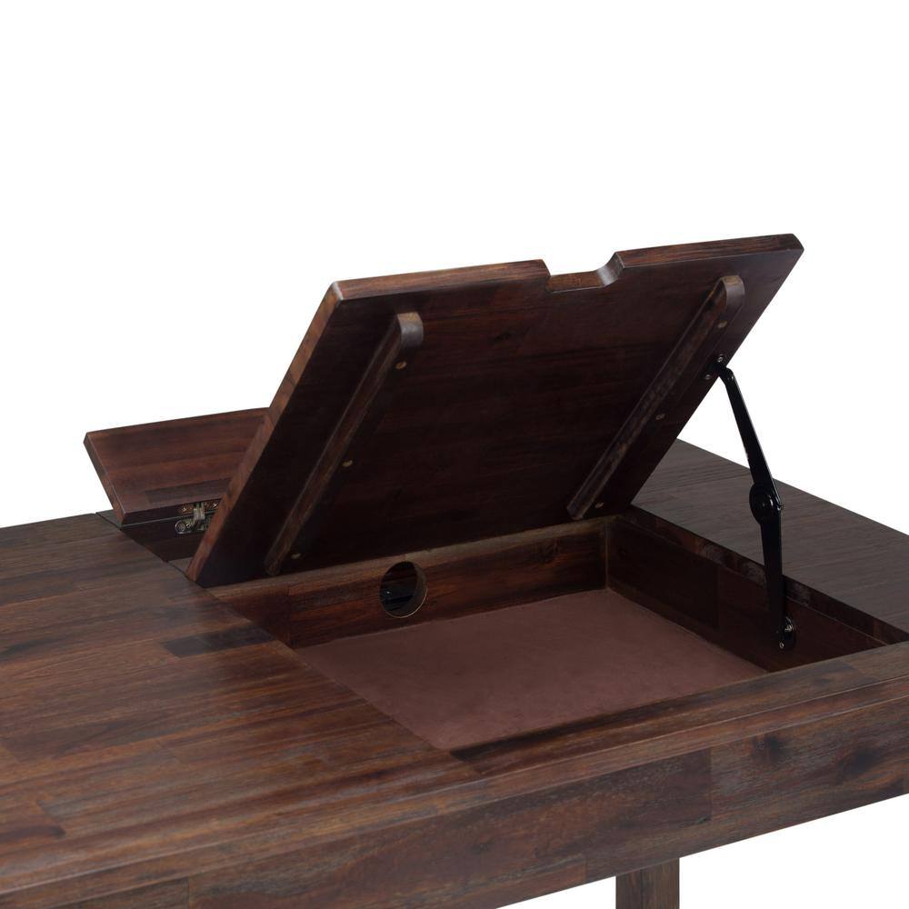 Monroe Distressed Charcoal Brown Solid Acacia Desk with USB & Power Outlet
