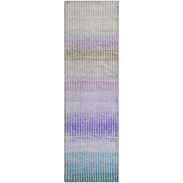 Mayfield Premium Machine Washable Abstract AMF2313 Teal 2 ft. x 7 ft. Runner Rug