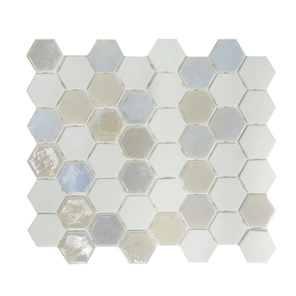 2 in. Hexagon White/Cream 12.5 in. x 10.75 in. Glossy and Matte Glass Mosaic Tile (10.26 sq. ft. /Case) price history on PriceWatchPro