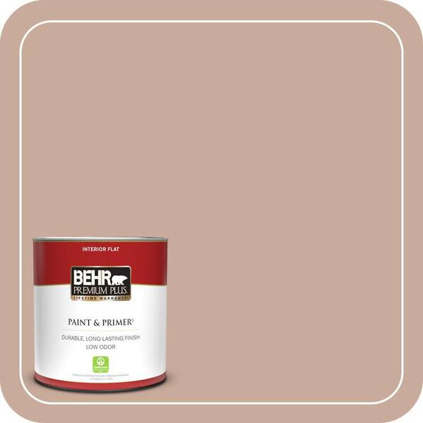 BEHR PREMIUM PLUS 1 qt. #ICC-97 Powdered Allspice Flat Low Odor Interior Paint & Primer