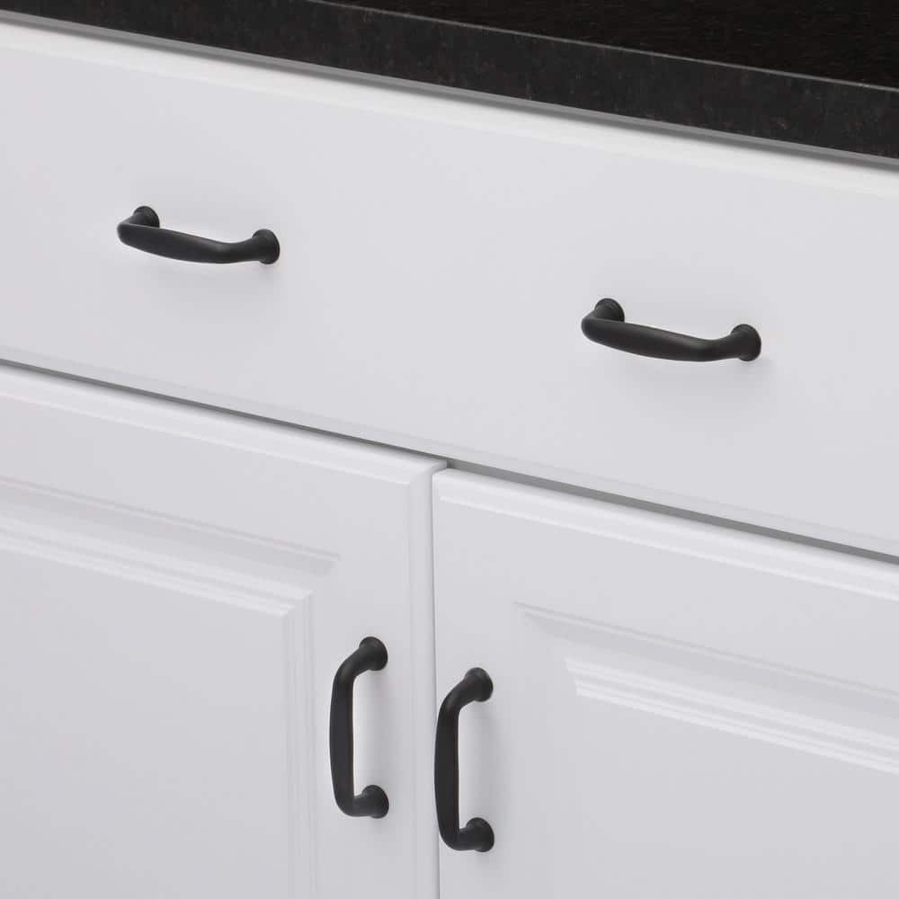Matte Black Metal Traditional Cabinet Handle with Mounting Hardware