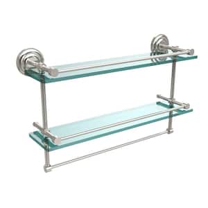 22 in. L x 12 in. H x 5 in. W 2-Tier Gallery Clear Glass Bathroom Shelf with Towel Bar in Polished Nickel