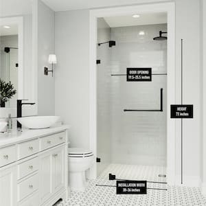 Pirouette 30 to 36 in. W x 71 in. H Pivot Frameless Shower Door in Matte Black with 3/8 in. (10mm) Clear Glass