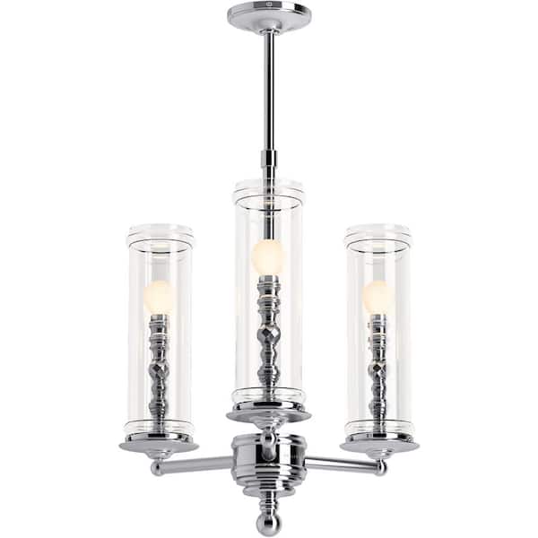 KOHLER Damask 3-Light Polished Chrome Chandelier
