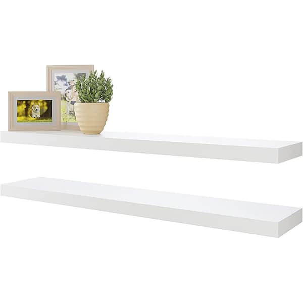 39.4 in. x 7.7 in. Floating Shelf Wall Shelf Decor Wall Mounted Shelves Hanging Shelf Set 2 Decorative Wall Shelf White