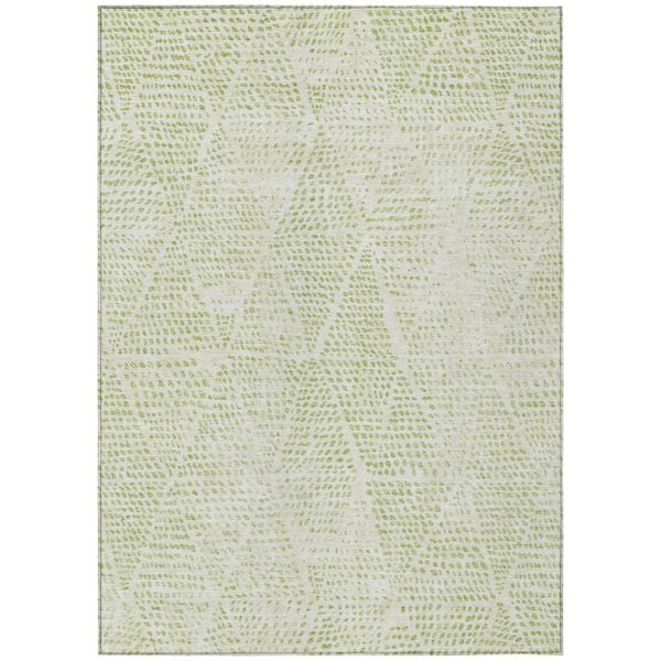 HomeRoots Artichoke Green, Ivory 8 ft. x 10 ft. Woven Geometric ...