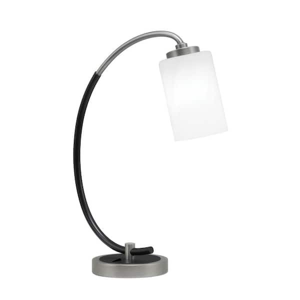 Unbranded Delgado 18.25 in. Graphite and Matte Black Desk Lamp, Piano Desk Lamp, with White Marble Glass Shade