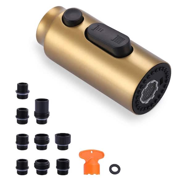 3 Modes Pull Down Kitchen Faucet Sprayer Head Replacement with 9 Adapters in Brushed Gold