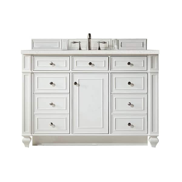 James Martin Vanities Bristol 48.0 in. W x 23.5 in. D x 34.0 in. H Single Bathroom Vanity in Bright White with Lime Delight Quartz Top