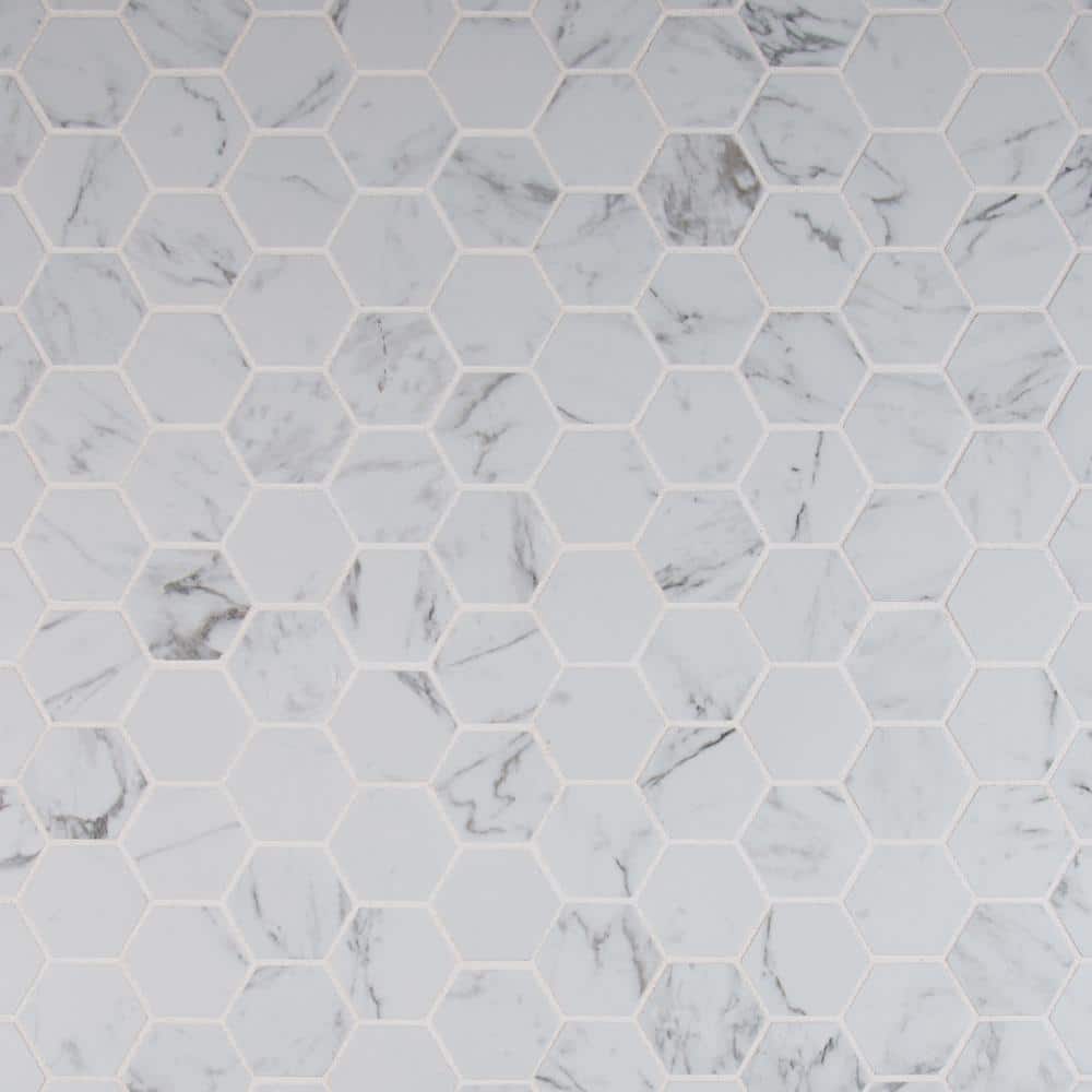Matte Porcelain Mosaic Tile, Carrara Hexagon Tile