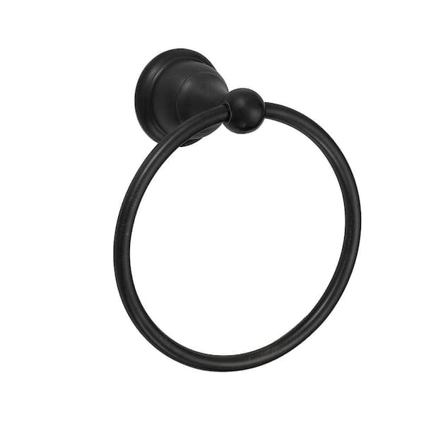 Glacier Bay Ivie Wall Mounted Single Post Towel Ring in Matte Black Finish