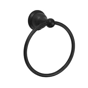 Ivie Wall Mounted Single Post Towel Ring in Matte Black Finish