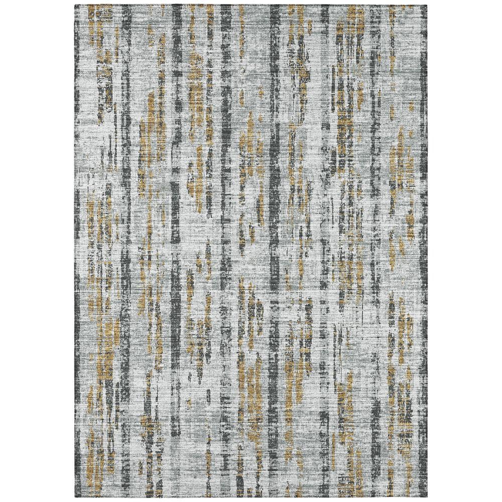 Rylee Silver 3 ft. x 5 ft. Geometric Indoor/Outdoor Area Rug