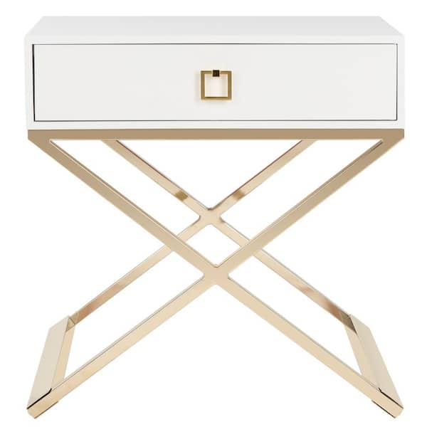 SAFAVIEH Zarina 24 in. White Storage End Table