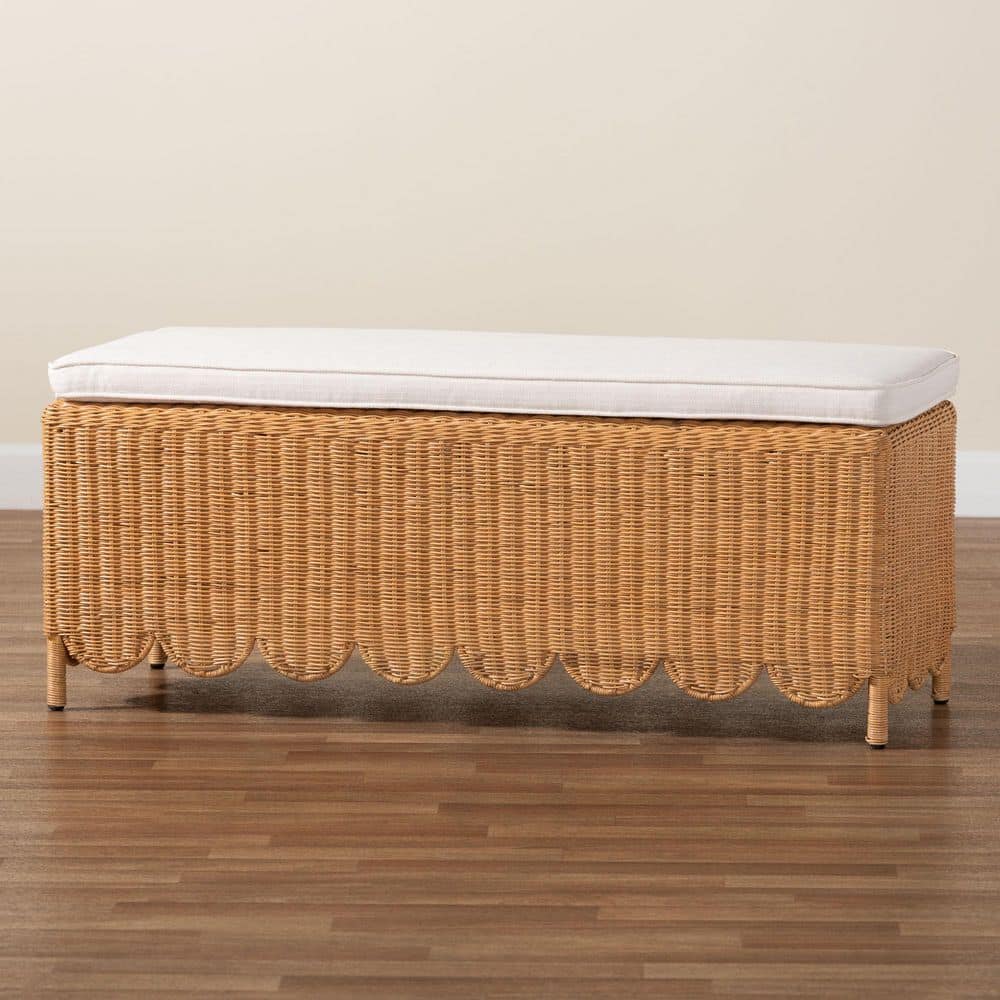 bali & pari Teresa Light Honey Rattan Accent Bench 256-14080-HD - The ...