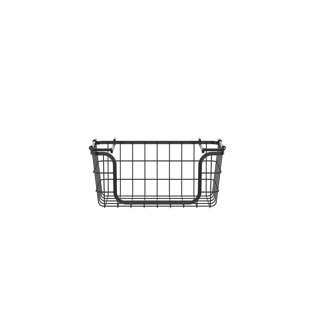Modern Black Metal Wire 3-Piece Stackable Storage Basket Set