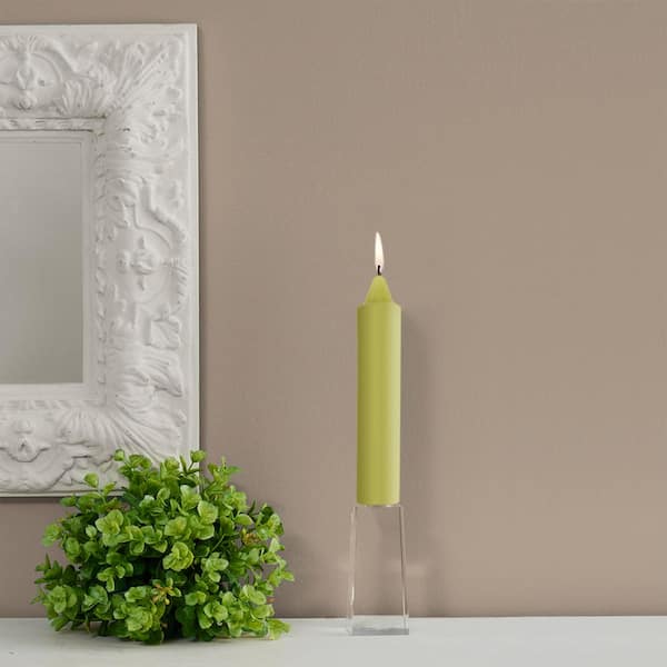 ROOT CANDLES Smooth Collenette 7 in. Willow Green Unscented Taper Candle (Set of 4)