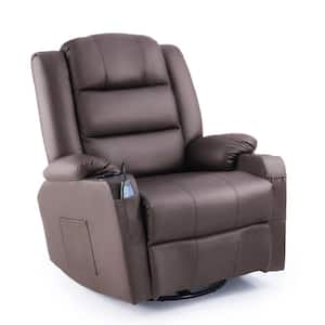 Brown Plush Leather Recliner Massage Chair with 8-Node Full Body Massage Lumbar Heating