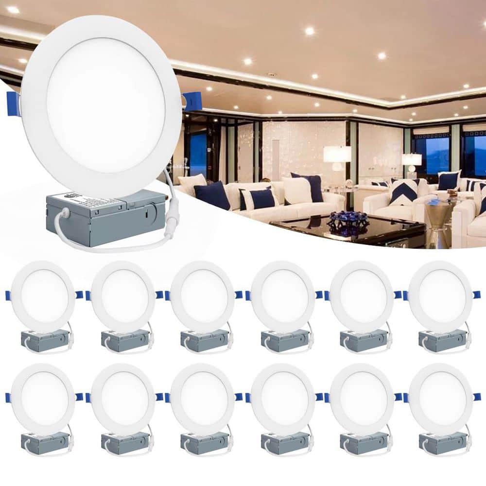 5/6 in. Fire Rated Canless Integrated LED Recessed Light Trim Downlight 1050 Lumens Adjustable CCT Dimmable (12-Pieces) price history on PriceWatchPro