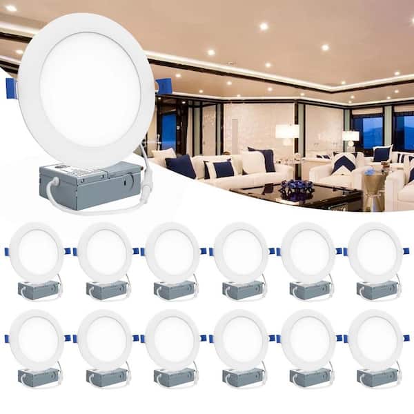 KOAOEIRS 5/6 in. Fire Rated Canless Integrated LED Recessed Light Trim Downlight 1050 Lumens Adjustable CCT Dimmable (12-Pieces)