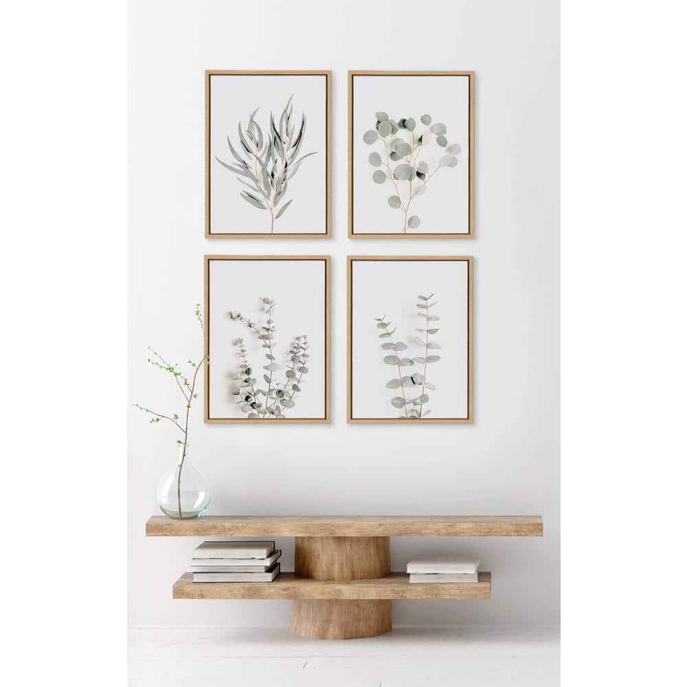 Set of 2 Neutral Botanical Canvas Prints with Natural Frames