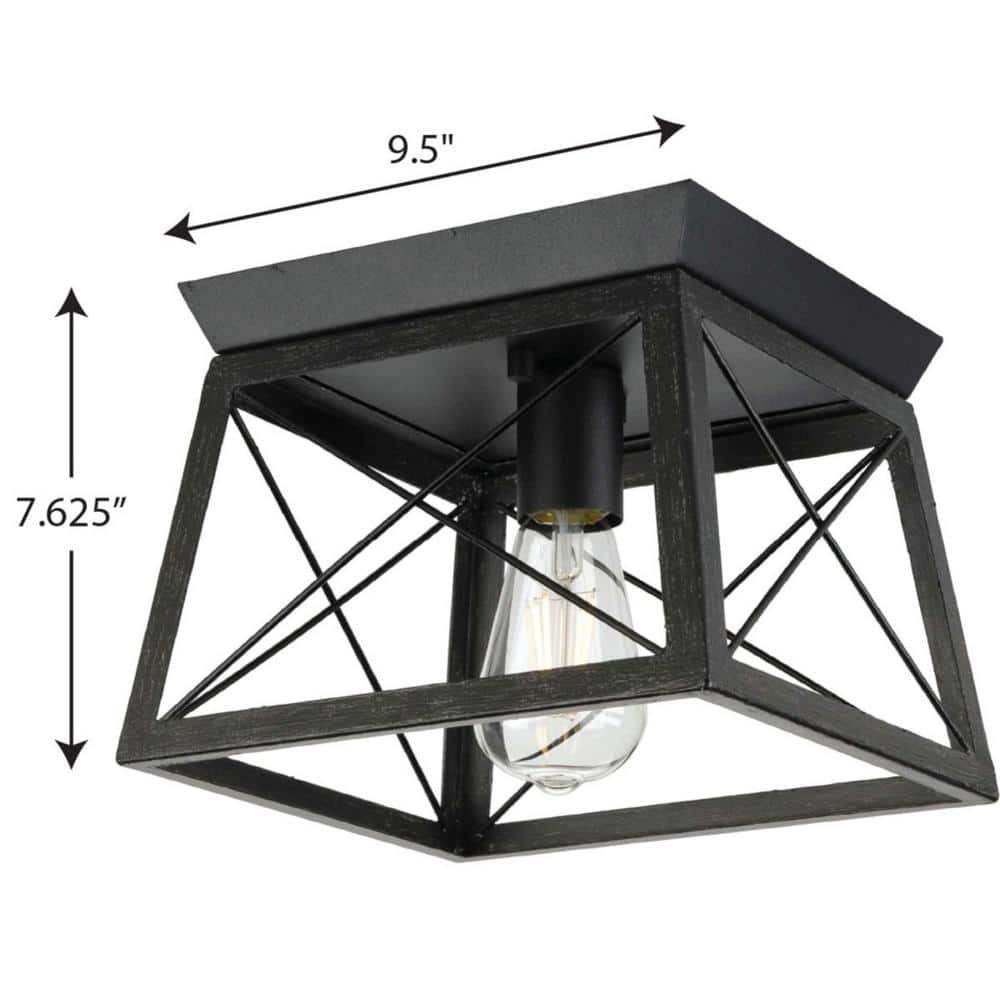 Briarwood Textured Black Farmhouse Flush Mount Ceiling Light