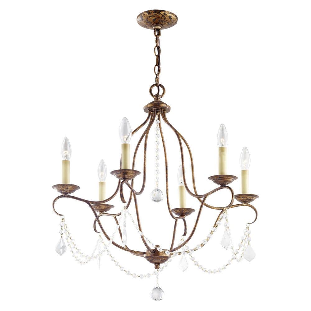 Venetian Golden Bronze 6-Light Crystal Chandelier